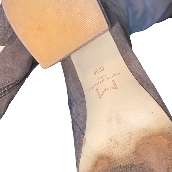 Marc Fisher Ltd Tan Faux Suede Thigh High Block Heel Boots 6.5 - Picture 9 of 10